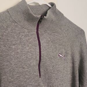 Puma Gray Mens Half Zip Sweater Size Small